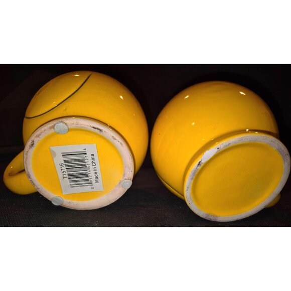 Set Of 2 Vintage Yellow Smiley Face Ceramic Coffee Mugs - Picture 6 of 7